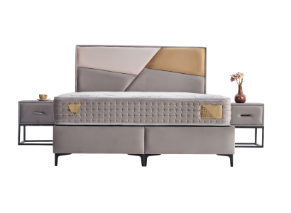 Schickes Bett mit stabilem Rahmen und stylischer Rückenlehne