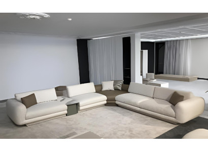 Moderne Wohnzimmer Beige L-Form Couch Stilvolles L-Form Ecksofa