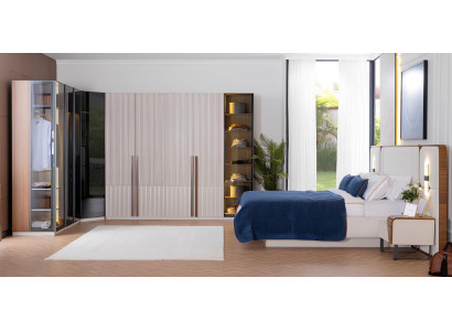 Komplettes Schlafzimmer Set Doppelbett Eckschrank 2x Nachttische