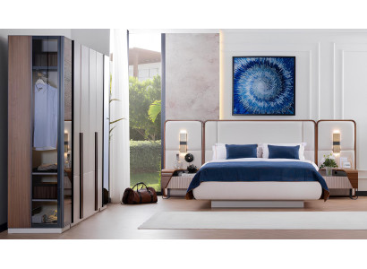 Modernes Schlafzimmer Set Designer Bett Nachttische Kleiderschrank