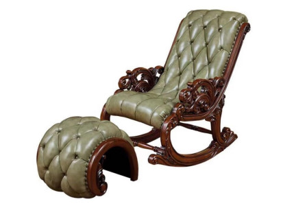 Schaukelstuhl Relaxstuhl mit Hocker Grun Komplettes Loungesessel