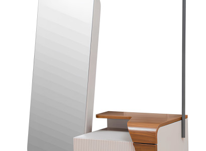 Beige Kleiderstange Edler Spiegel Schlafzimmer Holzmöbel Flurmöbel