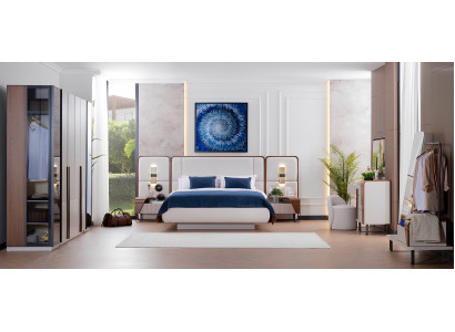 Moderne Schlafzimmer Einrichtung Polsterbett Schrank Schminktisch