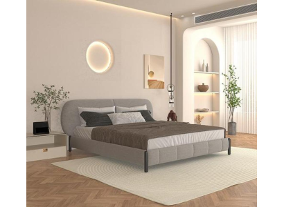 Modernes Graues Bett Designer Kopfteil Stilvolle Schlafzimmer Möbel