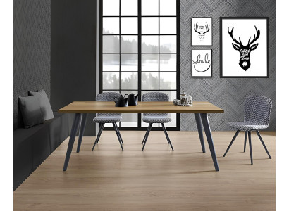 Brauner Esszimmer Tisch Designer Holzplatte Metallfüße Luxus Möbel