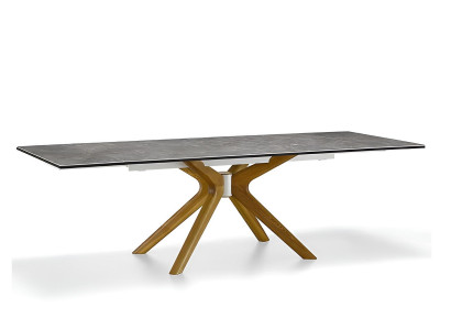 Moderner Esstisch mit elegantem Marmor und stilvollem Holzgestell