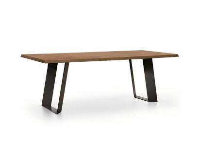 Moderner Esstisch mit edler Holzplatte und stabilen Metallbeinen