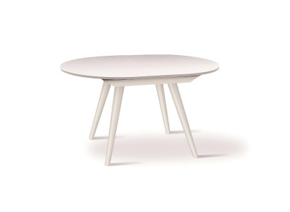 Moderner ovaler Esstisch mit Erweiterungsfunktion in mattem Weiß