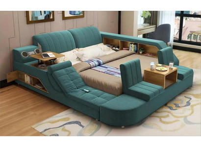 Grünes Aufbewahrungsbett Multifunktionsbetten Polster Doppelbetten