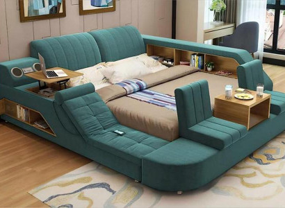 Grünes Aufbewahrungsbett Multifunktionsbetten Polster Doppelbetten