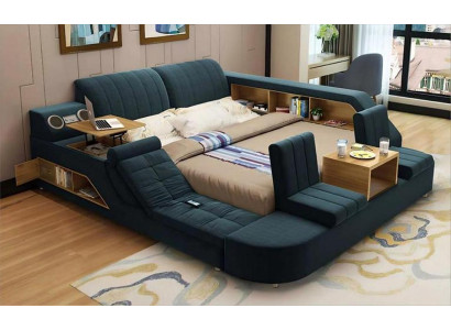 Dunkelblaues Multifunktionsbett Schbladenbett Designer Doppelbett