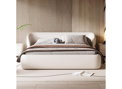 Weißes Funktionsbett Designer Polsterbetten Schlafbetten Holzgestell