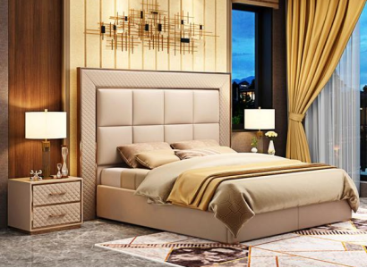 Stilvolles Beiges Doppelbett Designer Hotelbetten Textilbetten Möbel