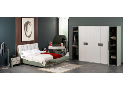 Exklusive Weiße Schlafzimmer Garnitur Bett Schrank Schminktisch