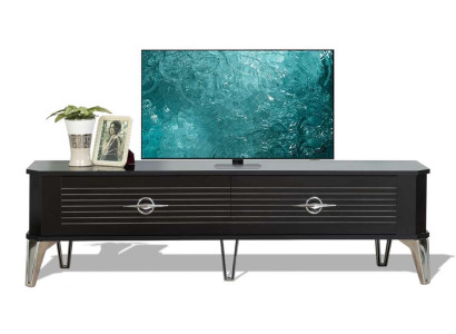 Luxuriöses schwarz-goldenes TV-Schrank und Metallgriffen