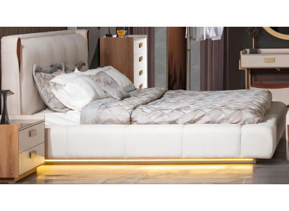 Bett mit 2x Nachttischen Weiß für stilvolle Schlafzimmer