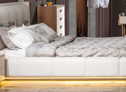 Bett mit 2x Nachttischen Weiß für stilvolle Schlafzimmer