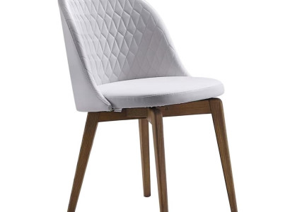 Stilvoller Weißer Lederstuhl Moderne Esszimmer Sitzstühle Holzfüße