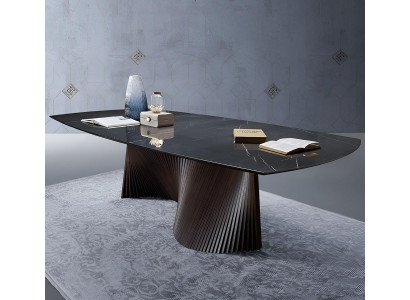 Schwarzer Marmortisch Designer Esszimmertische Holzstruktur