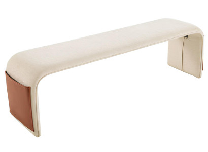 Komfortable Bank Beige Holz Textil für stilvolle Räume