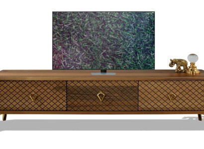 Braunes Holz TV-Schrank und eleganten Metallakzenten