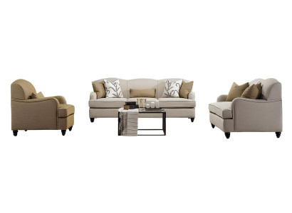 Modernes 3-teiliges Sofa-Set: 3-Sitzer, 2-Sitzer und Sessel Beige