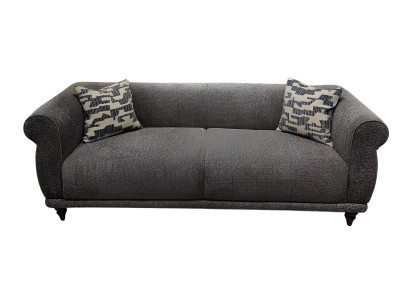 Stilvolles graues 3-Sitzer Sofa mit schwarzem Karosserie und Polsterung