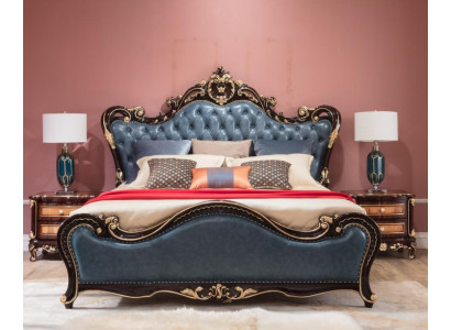 Blau Komfortbett Luxuriöse Bett 180x200 Schlaflager Zweibett Großbett