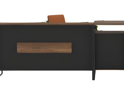 Schwarze Empfangstheke Designer Holztisch Rollcontainer Büro-Set