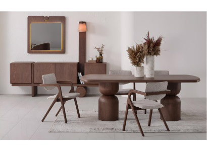 Esstisch mit Stühlen Buffet und Spiegel im modernen Design luxuriöse Möbel