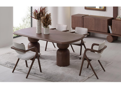 Esstisch mit Stühlen im modernen Design aus Holz Hochwertig Möbel Braun