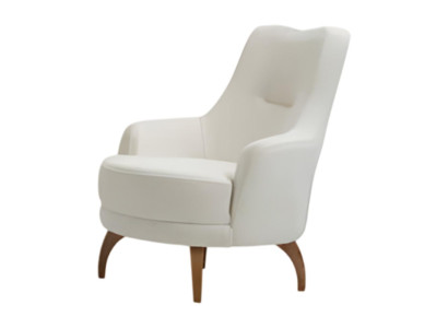 Stilvoller Weißer Sessel Wohnzimmer Textilsessel Designer Holzfüße