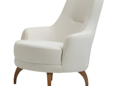 Stilvoller Weißer Sessel Wohnzimmer Textilsessel Designer Holzfüße