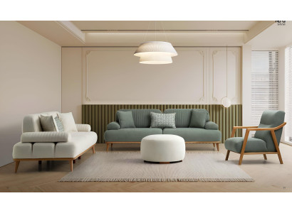 Stilvolle Polstergarnitur Designer Grüner 3-Sitzer Wohnzimmer Couch