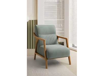 Exklusiver Grauer Sessel Stilvolle Holz Armlehnen Edle Rückenlehne