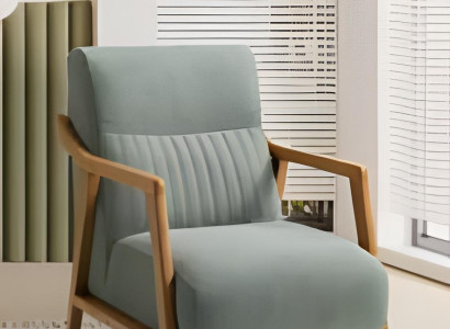 Exklusiver Grauer Sessel Stilvolle Holz Armlehnen Edle Rückenlehne