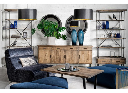 Modernes Sideboard mit 2 Bücherregalen im industriellen Stil