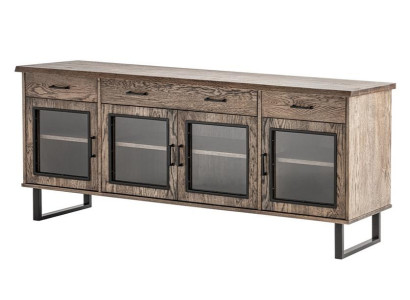 Sideboard mit Glasfronten und Metallrahmen im Industriedesign