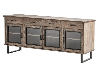 Sideboard mit Glasfronten und Metallrahmen im Industriedesign