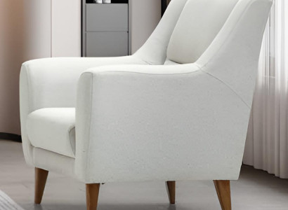 Weißer Designsessel Luxuriöser Relaxsessel Stilvolle Holzfüße