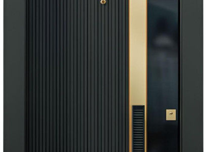 Schwarz-Goldene Haustür Stilvolle Eingangstüren Hotel Faserplatte