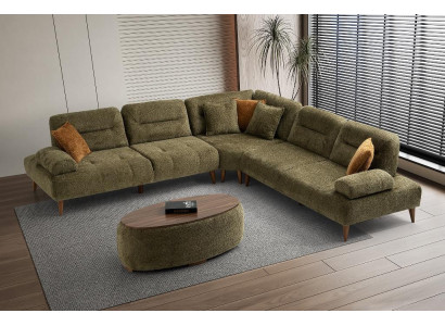 Designer Grünes L-Form Sofa Polster Wohnlandschaft Edles Ecksofa