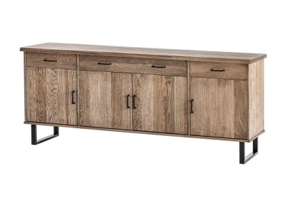 Elegantes Sideboard mit schwarzen Metallgriffen und Holzstruktur