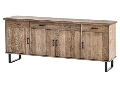 Elegantes Sideboard mit schwarzen Metallgriffen und Holzstruktur