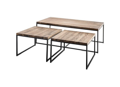 Elegantes Vintage Wohnzimmer-Tischset aus 3 robusten Tischen