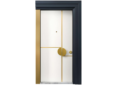 Gold-Weiße Eingangstür Stilvolle Wohnungstüren Exklusive Haustüren