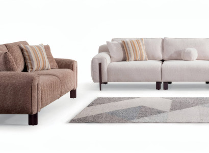 Stilvolles weißes Sofa-Set: 4-Sitzer und 3-Sitzer im modernen Design.