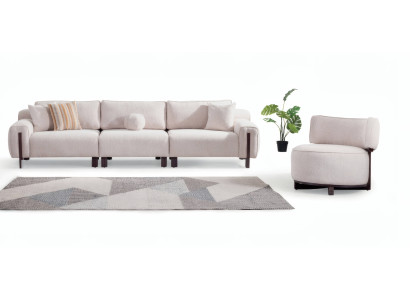 Modernes weißes Sofa-Set: 4-Sitzer und Sessel im  zeitgemäßen Design