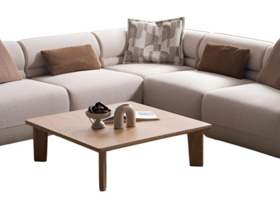 Modulares Ecksofa-Set mit modernem Couchtisch aus Holz und Stil