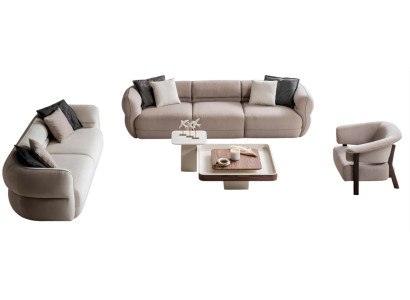 Elegantes Sofa Set mit Couchtisch und Sessel im modernen Design